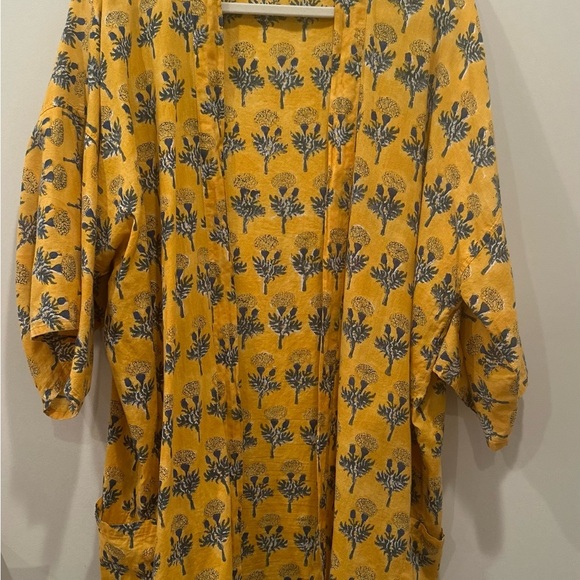 Emerson Fry India Collection Marigold Kimono Organic Cotton Boho Layer Sz M/L - Picture 7 of 9